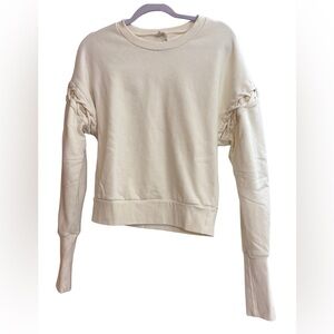 Alo Yoga Cream Sweatshirt with Braided Sleeves Size S